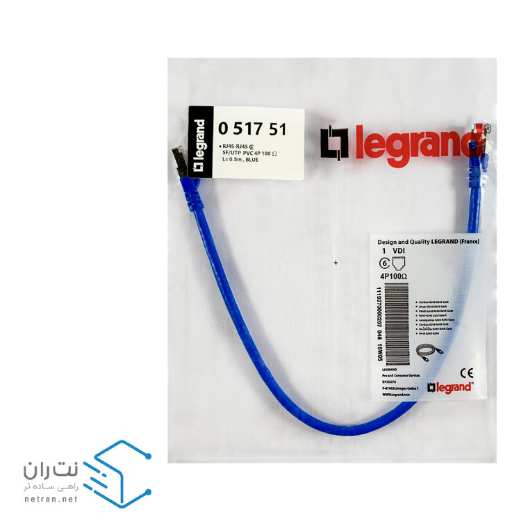 پچ کورد لگراند (کابل لن) Cat6 SFTP روکش PVC آبی 50 سانتی متری (0.5m)-3